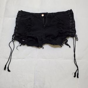 Black Ripped Jean Shorts
